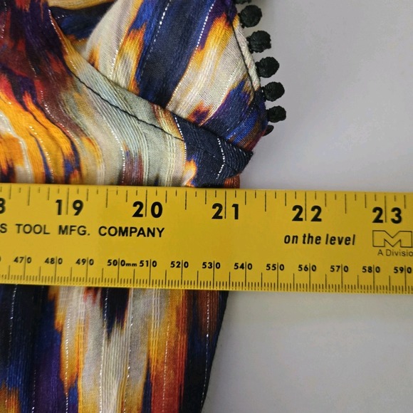 NWT Cable‎ & Gauge Boho Ikat Print Blouse Top Multicolor Large Flutter Sleeve - Picture 14 of 14